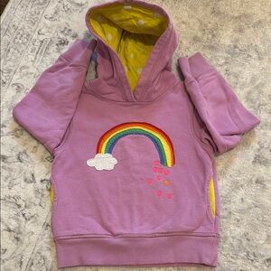 Mini Boden Purple Kids Hoodie with Rainbow Design
